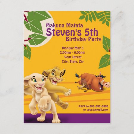 Lion King Birthday Invitation