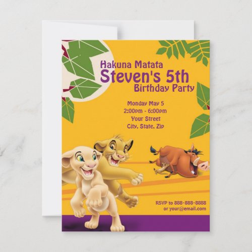 Lion King Birthday Invitation