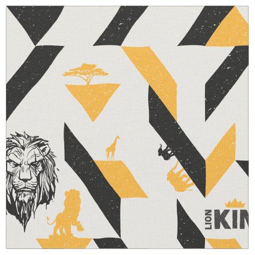 Lion King  Black  Gold Geometric Pattern Fabric