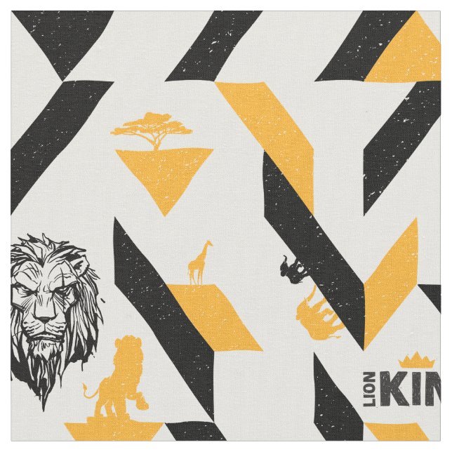 Lion King | Black & Gold Geometric Pattern Fabric (Close Up)