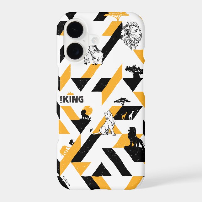 Lion King | Black & Gold Geometric Pattern Iphone Case (Back)