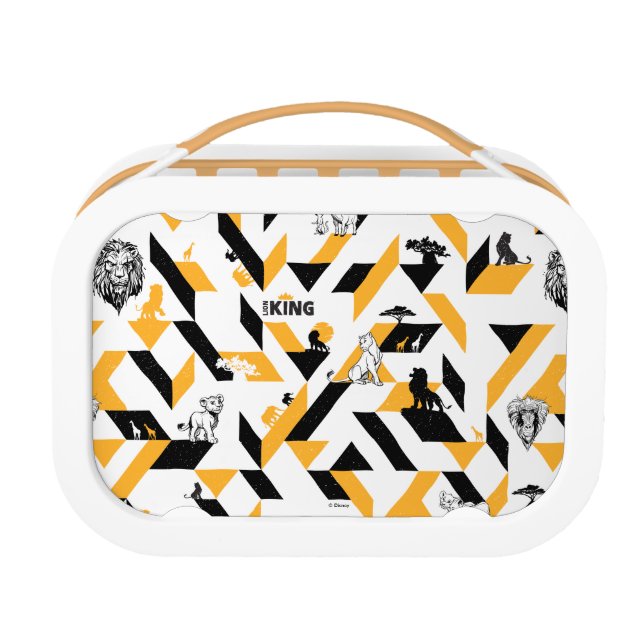 Lion King | Black & Gold Geometric Pattern Lunch Box (Front)
