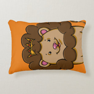 Lion King Digital Drawing, Happy Colorful Accent Pillow