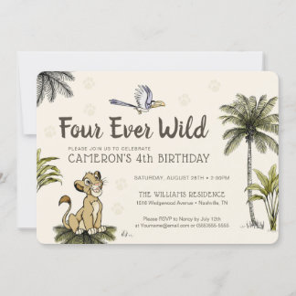 Lion King Four Ever Wild Birthday Invitation