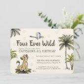 Lion King Four Ever Wild Birthday Invitation (Standing Front)