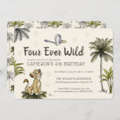 Lion King Four Ever Wild Birthday Invitation (Front/Back)