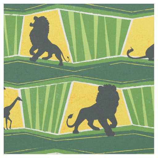 Lion King | Green & Gold Animal Pattern Fabric