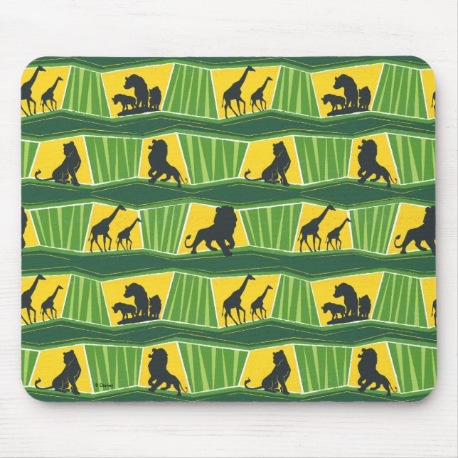 Lion King | Green & Gold Animal Pattern Mouse Pad (Front)