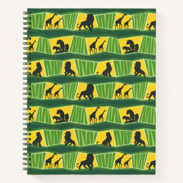 Lion King | Green & Gold Animal Pattern Notebook (Front)