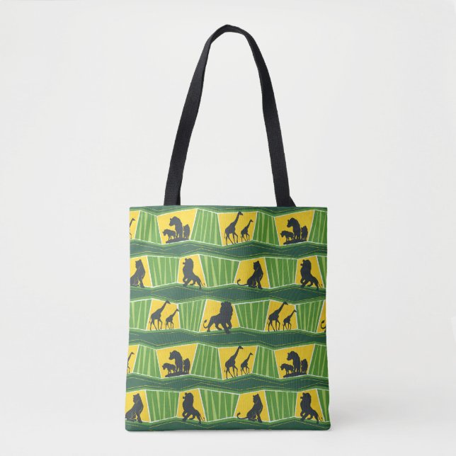 Lion King | Green & Gold Animal Pattern Tote Bag (Front)