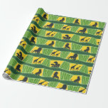 Lion King | Green &amp; Gold Animal Pattern Wrapping Paper
