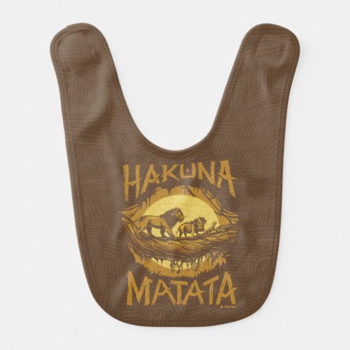 Lion King  Hakuna Matata Woodcut Design Baby Bib