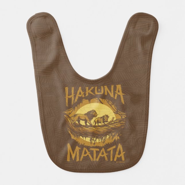 Lion King | "Hakuna Matata" Woodcut Design Baby Bib (Front)