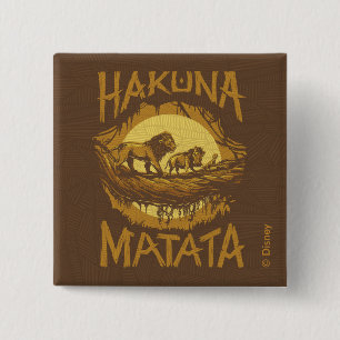 Lion King "Hakuna Matata" Woodcut Design Button