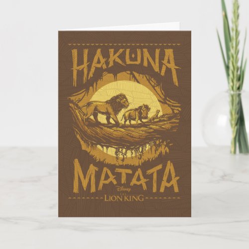 Lion King  Hakuna Matata Woodcut Design Card