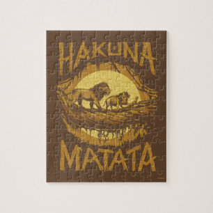 Lion King "Hakuna Matata" Woodcut Design Jigsaw Puzzle