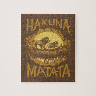 Lion King | "Hakuna Matata" Woodcut Design Jigsaw Puzzle