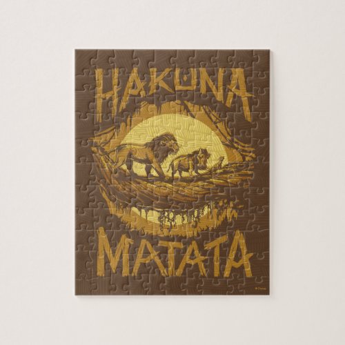 Lion King  Hakuna Matata Woodcut Design Jigsaw Puzzle