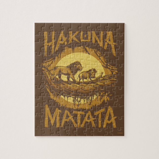 Lion King | "Hakuna Matata" Woodcut Design Jigsaw Puzzle (Vertical)