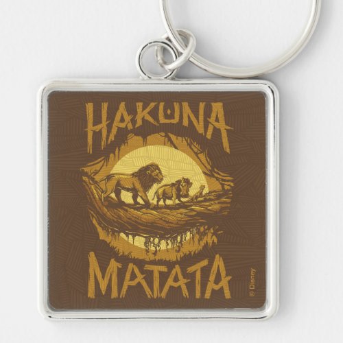 Lion King  Hakuna Matata Woodcut Design Keychain