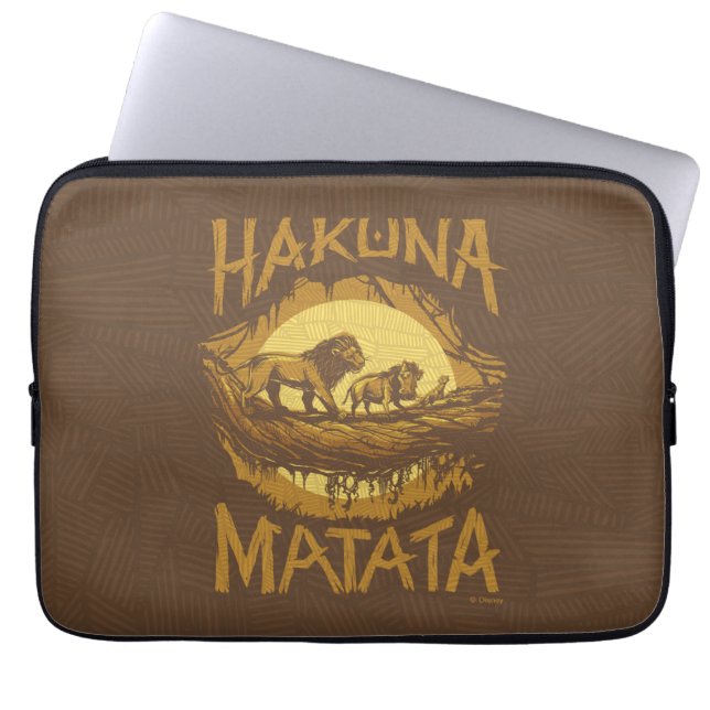 Lion King | "Hakuna Matata" Woodcut Design Laptop Sleeve (Front)