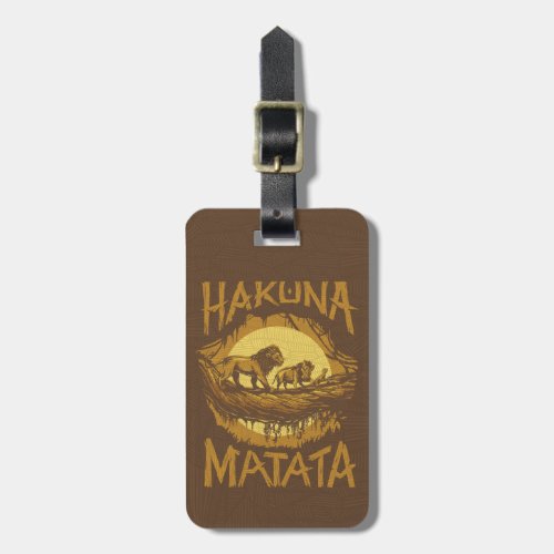 Lion King  Hakuna Matata Woodcut Design Luggage Tag