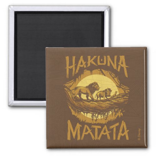 Lion King  Hakuna Matata Woodcut Design Magnet