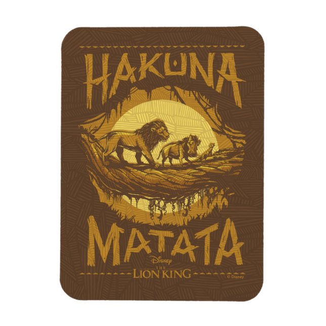 Lion King | "Hakuna Matata" Woodcut Design Magnet (Vertical)