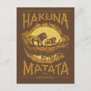 Lion King "Hakuna Matata" Woodcut Design Postcard