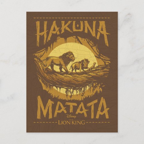 Lion King  Hakuna Matata Woodcut Design Postcard
