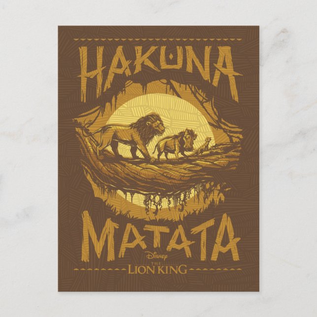 Lion King | "Hakuna Matata" Woodcut Design Postcard (Front)