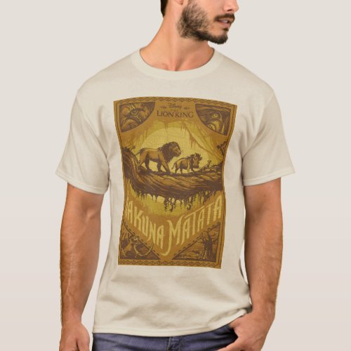 Lion King  Hakuna Matata Woodcut Design T_Shirt