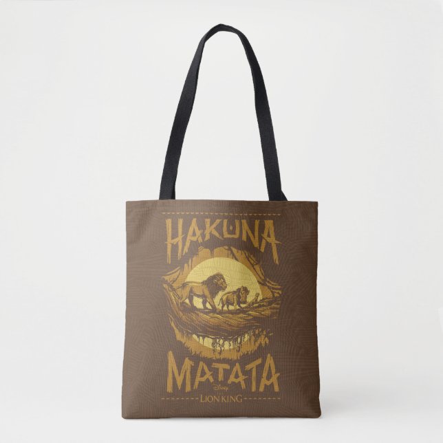 Lion King | "Hakuna Matata" Woodcut Design Tote Bag (Front)