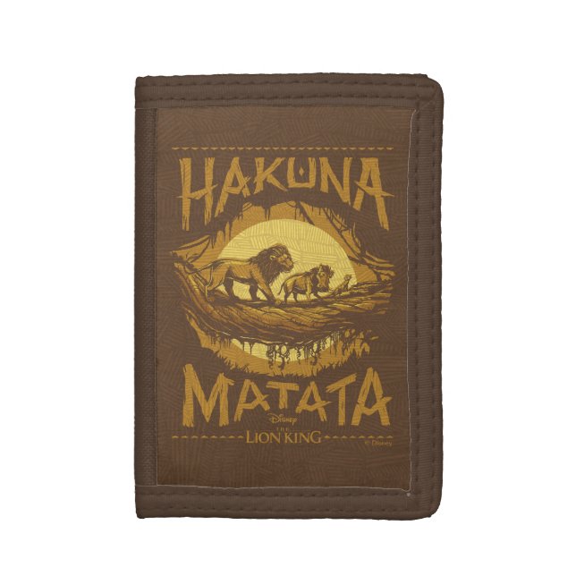 Lion King | "Hakuna Matata" Woodcut Design Trifold Wallet (Front Vertical)