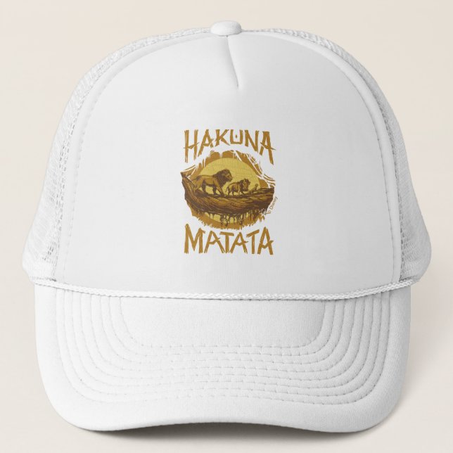 Lion King | "Hakuna Matata" Woodcut Design Trucker Hat (Front)