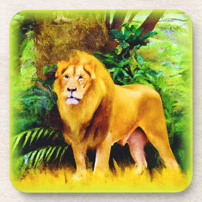 Lion King In The Jungle. Buy Now Beverage Coaster (Front)