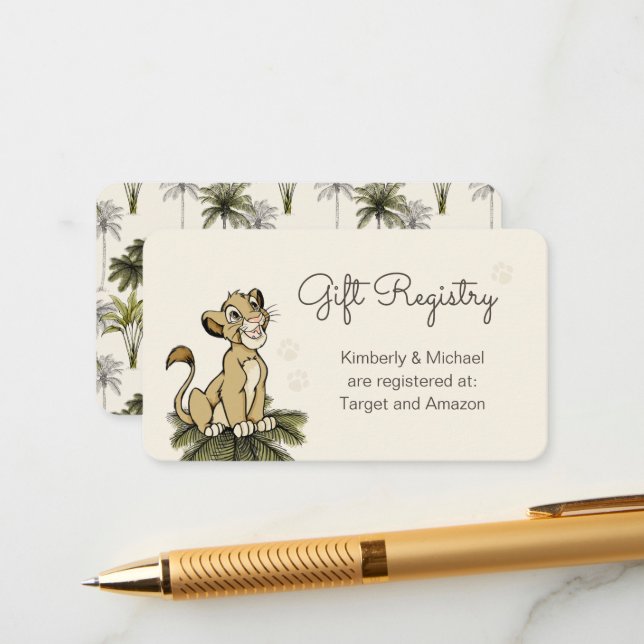Lion King Jungle Baby Shower Gift Registry Enclosure Card (Front/Back In Situ)