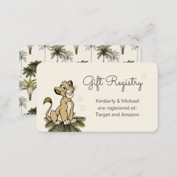 Lion King Jungle Baby Shower Gift Registry Enclosure Card by lionking at Zazzle