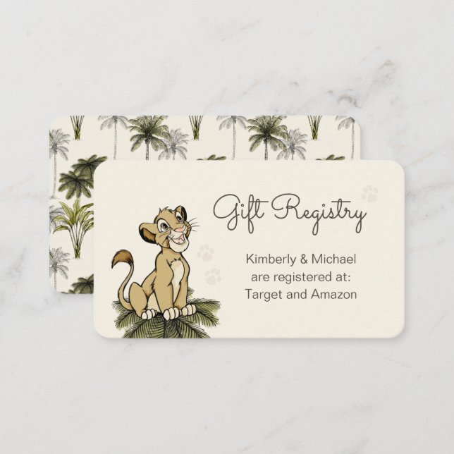 Lion King Jungle Baby Shower Gift Registry Enclosure Card (Front/Back)