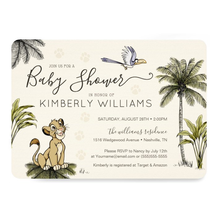 simba baby shower invitations