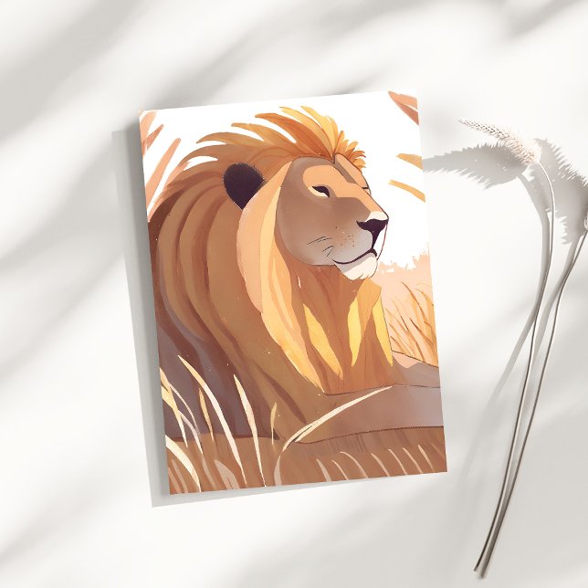 Lion King | Male Lion Nature Animal Watercolor Postcard (Creator Uploaded)