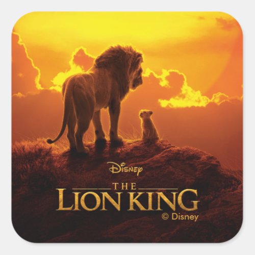 Lion King  Mufasa  Simba At Sunset Square Sticker