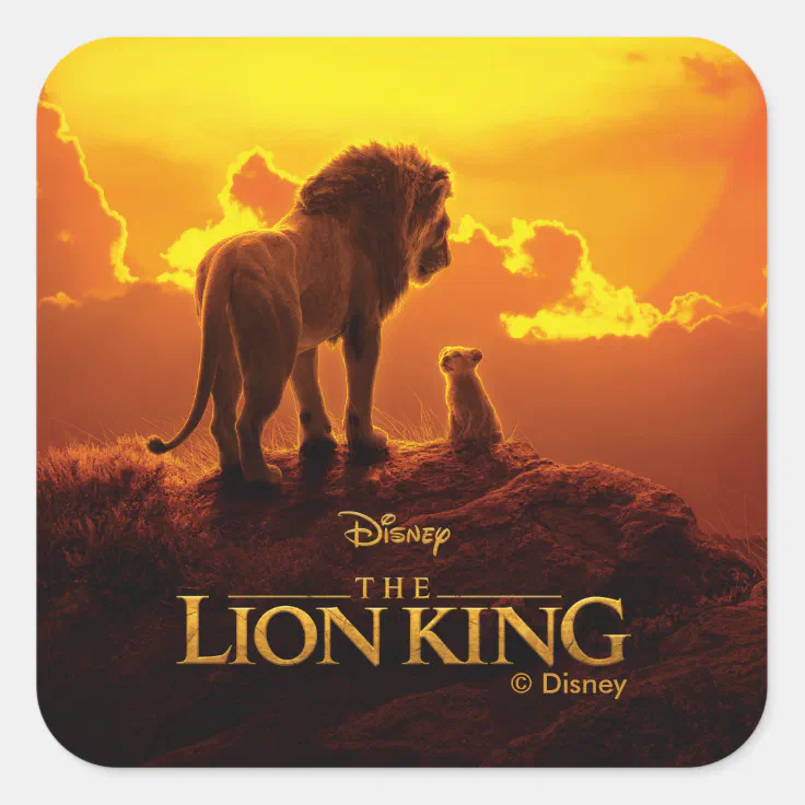 Lion King Mufasa Simba At Sunset Square Sticker Zazzle