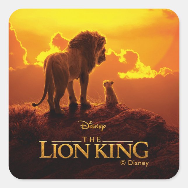 Lion King | Mufasa & Simba At Sunset Square Sticker (Front)