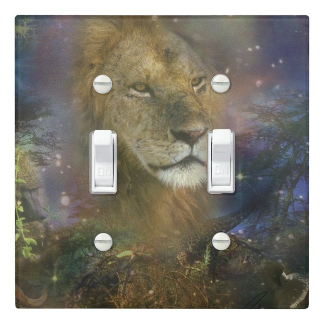 Lion King of Jungle Beasts Light Switch Cover (In Situ)