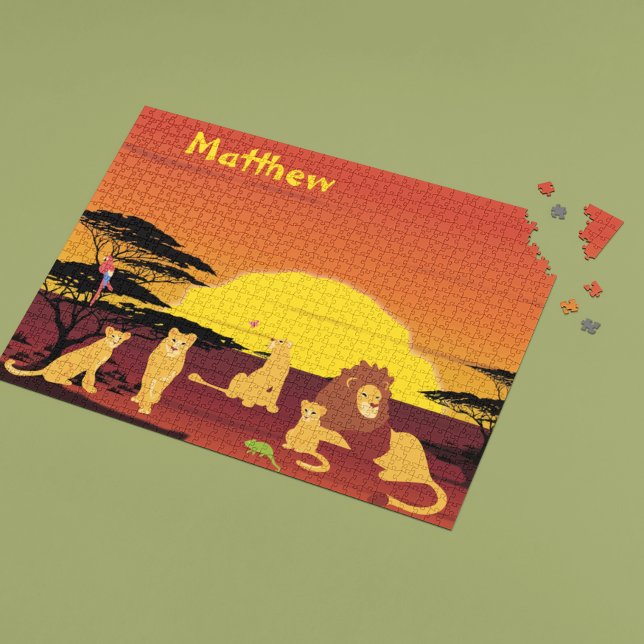 Lion King of Jungle Personalized Africa Jigsaw Puzzle (Creator Uploaded)