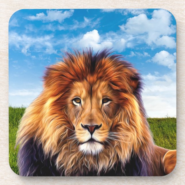 Lion King of the Forest Art-15475 Beverage Coaster (Front)