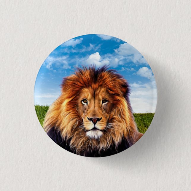 Lion King of the Forest Art-15475 Button (Front)
