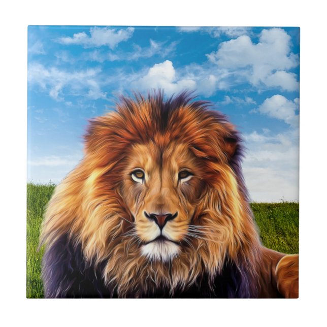 Lion King of the Forest Art-15475 Ceramic Tile (Front)