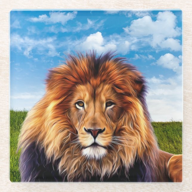 Lion King of the Forest Art-15475 Glass Coaster (Front)